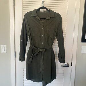 Lucky Brand Corduroy Shirt Dress, Green, Size S